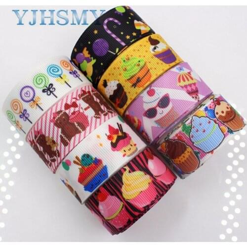 YJHSMY F-17504-1013,22 mm 10 yards cake Ribbons Thermal transfer Printed grosgrain Wedding Accessories DIY handwork materials