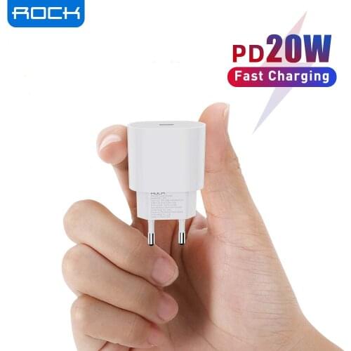 ROCK 20W USB Type C Charger Portable PD Type C Fast Charging Adapter For iPhone 13 12 Pro Max 11 Mini 8 Plus Xiaomi Samsung LG