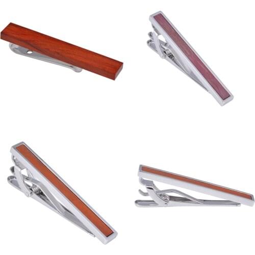 10pcs/lot Natural Wood Tie Clips Wooden Tie Pin Tie Bars Copper Made Business Style Mens Jewelry Accessory