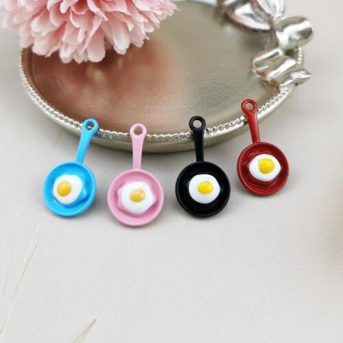 10pcs enamel fried egg pan charm jewelry accessories earring pendant bracelet necklace charms zinc alloy F688