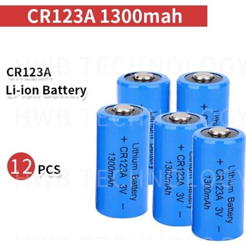 12PCS 3V CR123A CR 123A Lithium battery cell 1300mah CR123 CR17335 CR17345 16340 LiMnO2 dry primary battery for camera