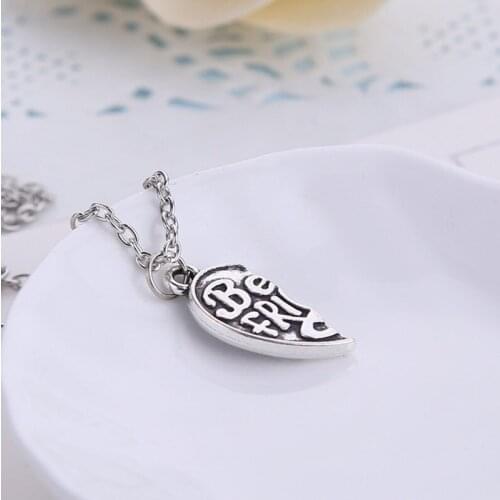 2PCS Fashion Creative Letter Best Friends Pendant Necklace Heart-shape Alloy Jewelry Of Friendship Gift
