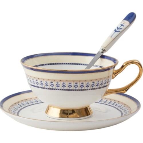200 ML Europe Style Ceramic Bone China Coffee Set Cup and Saucer Spoon Kit Hand Painted Cuckoo Pattern CoffeeTea Mug