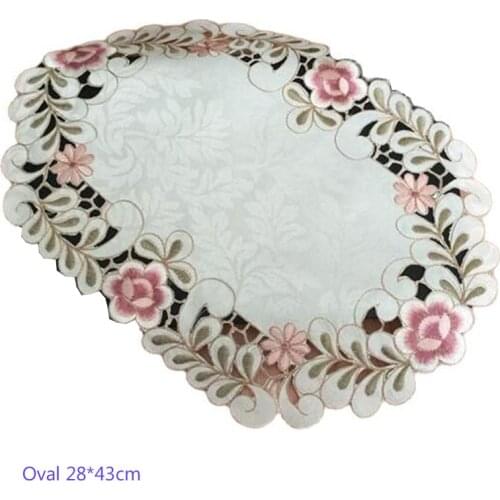 28*43CM HOT Satin table place mat pad cloth embroidery cup drink coaster placemat mug Christmas wedding dining doilies kitchen