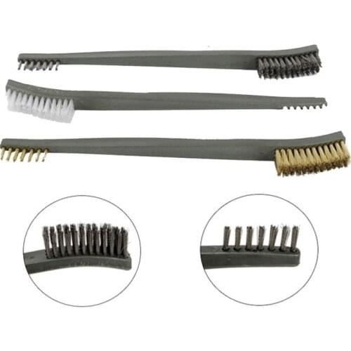 3pcs Wire Brush Set Steel Metal Brass Nylon Cleaning Polishing Rust Brush Gas Stove Metal Cleaning Brush Tool