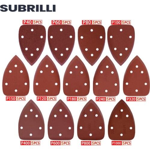 SUBRILLI 5pcs/10pcs Abrasive Sanding Paper Hook Loop Triangle Sandpaper Grit 40-1000 Polishing Disc Hand Sanding Sheet