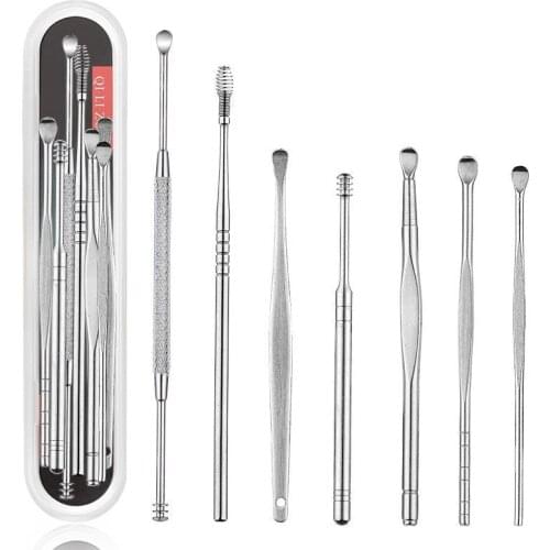 7pcs Portable Ear Cleaner Set Ear Cleaning Spiral Earpick Ear Wax Remover Ear Curette Spiral Spoon Care Earpick Ear Clean Tool