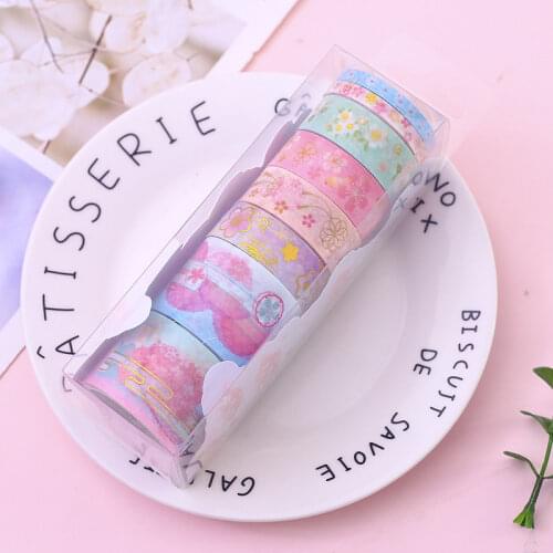 Small creative stationery new sakura dye 8 involved in gilding gift box tape set DIY hand account sticker