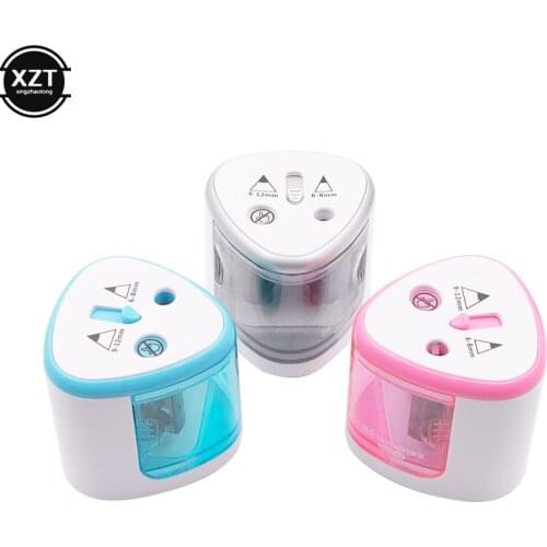 2 Double Holes Sacapuntas Automatic Electric Pencil Sharpener crayon Touch Switch Home School Office Desktop Students stationery