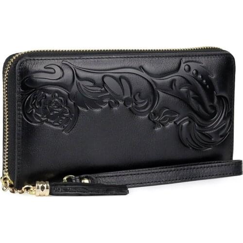 Large Women Purse Genuine Leather Female Wallet Long Womens Leather Wallets Ladies Coin Purse Handbag