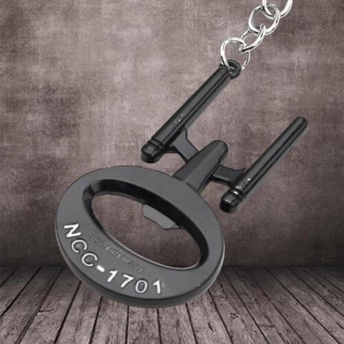 Hot Movie Startrek Beer Bottle Opener Spacecraft Keychain Keyring Keychains Metal Black Keyring For Jewelry Gift