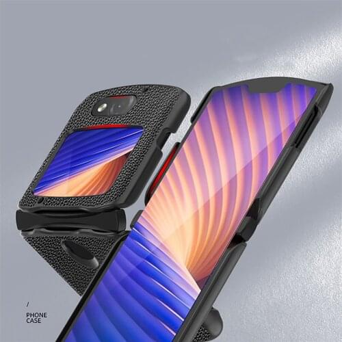 Phone Case Lychee Pattern Leather Protective Cover All-inclusive Sleeve Shell for Moto Razr 5G Folding Screen Phone Accessories