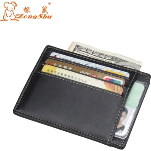 Genuine Leather Card Holder Black Portable One Card Holder Wallet Purse Brand Cards Wallets (custom available)