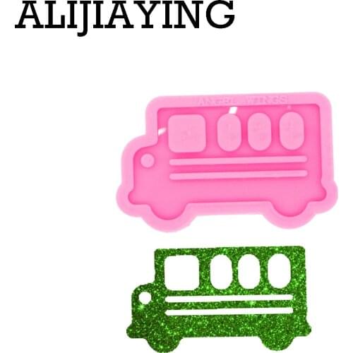 DY0462 Glossy Bus Keychain Mould Car Silicone Resin Pendant Mold for Epoxy Jewelry Making DIY Crafts Necklace