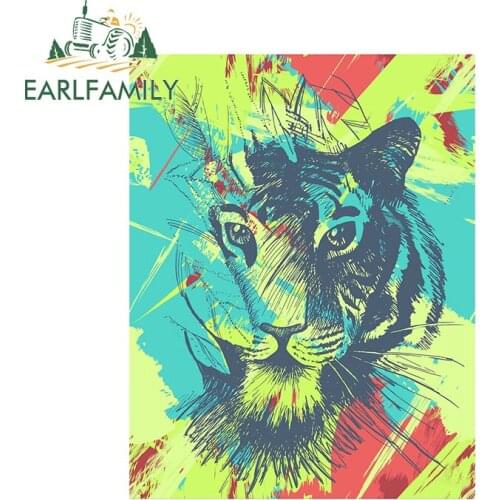EARLFAMILY 13cm x 10cm for Jungle Tiger Personality Car Sticker Waterproof Sunscreen Car Assessoires Bumper Decal DIY Decoration