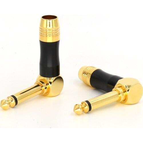 Hi End B605G 5u Gold Plated 1/4" TS RIGHT ANGLE MONO PHONE PLUG CONNECTOR 6.3MM JACK