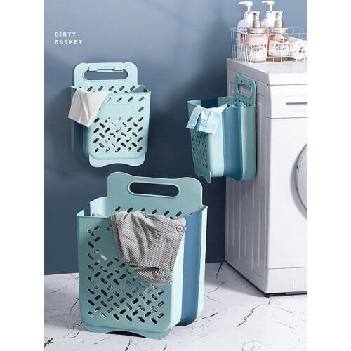 TPR Dirty Clothes Storage Basket Hanging Foldable Organizer Basket Collapsible Large Laundry Hamper Waterproof Laundry Bucket