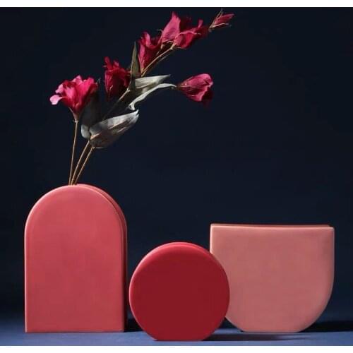 Nordic Morandi Color Creative Manual Ceramic Flower Vase Colorful Dried Flowers Vase Office Table Ornament HomeDecoration Crafts