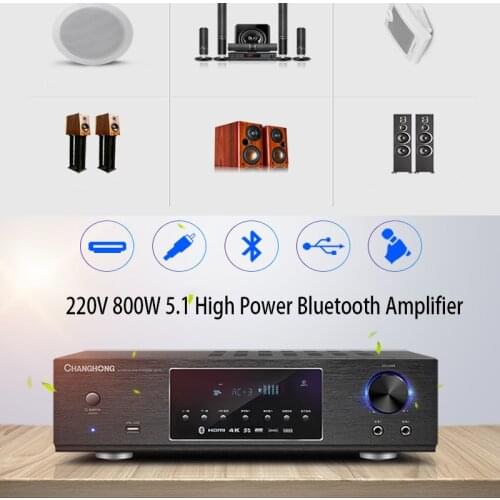 KYYSLB 220V 800W 5.1 High Power Bluetooth Amplifier Fever Professional AV Amplifier Home Audio Subwoofer Digital Amplifier