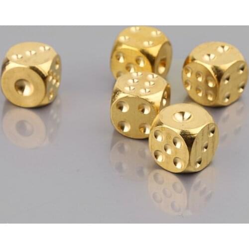Brass Dices Solid Metal Polyhedral Club Bar Dice Playing Game Tool 15X15X15mm