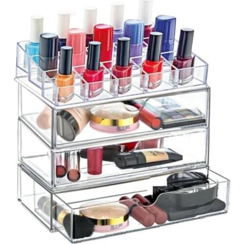 Meleni Home Gift 4 Layer 15 Compartments 3 Drawers Manicure Set Accessory Organizer Nail Polish Organizer x 13,5 23x11,5 cm