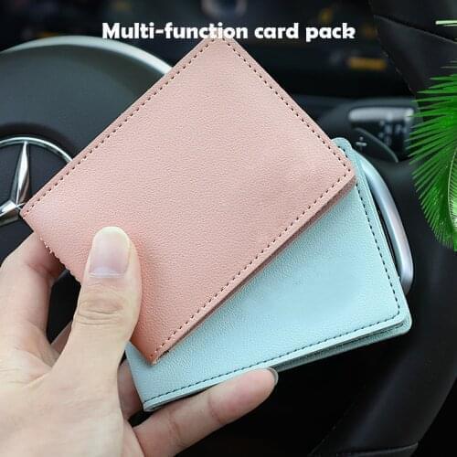 Fashion Wallet Money Bag Solid Color Leather Business Short Wallet Multi-card Soft Purse Coin Bag