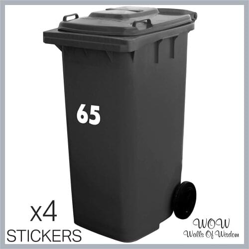 House number 4 x Personalised Wheelie Bin Stickers House Number, Home, Office, Business, Easy to Apply. Door sign