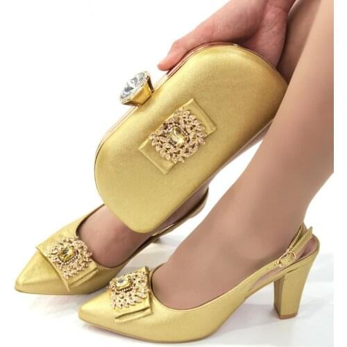 New Arrival Shoes and Bag Set African Sets 2020 Shoe and Matching Bag for Nigeria Latest Party Women Shoes and Bag Set In Italy