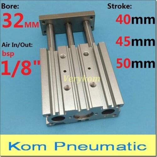 Pneumatic MGPM Bore 32MM Three Rod With Magnetic Guide Cylinder 3 Piston TCM MGPM32X40 MGPM32X50Z MGPM32X45S SMC Type Port 1/8"