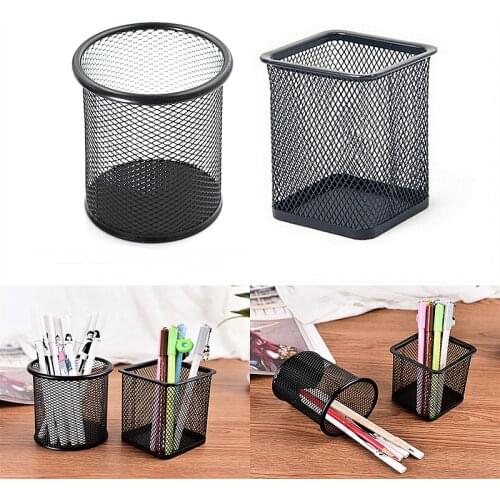 1PC Black Metal Stand Mesh Style Pen Pencil Ruler Holder Desk Organizer Storage Business Card Holder Office Supplies Wholesale