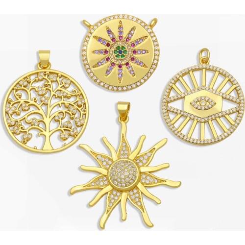 OCESRIO DIY White Stone Life Tree Pandent Small Evil Eye Sun Pendant Supplies For Handmade Jewelry Making Accessories pdta149