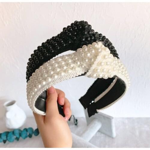 Free shipping fashion beads knot wide women hairbands girls headbands korea style ladys headwear hair accessories