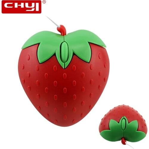 Usb Wired Mouse Cute Cartoon Optical Mouse Kid Girl Gift Strawberry Design PC Mice 3D Mini Portable Gamer Mouse For Office Mac