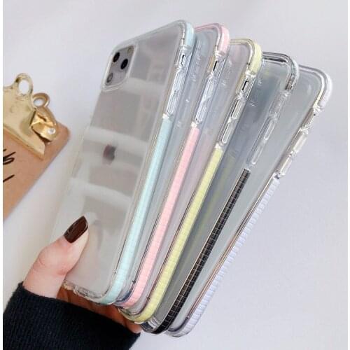 High transparency clear two color phone case cover for iphone 12 11 pro max 7 8 plus x xr xs max