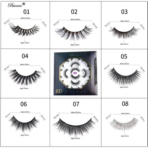 14 pairs false eyelashes Buenas 6D hand made full strip lashes eyelashes extensions faux mink fur eyelash 7 pairs packing lash