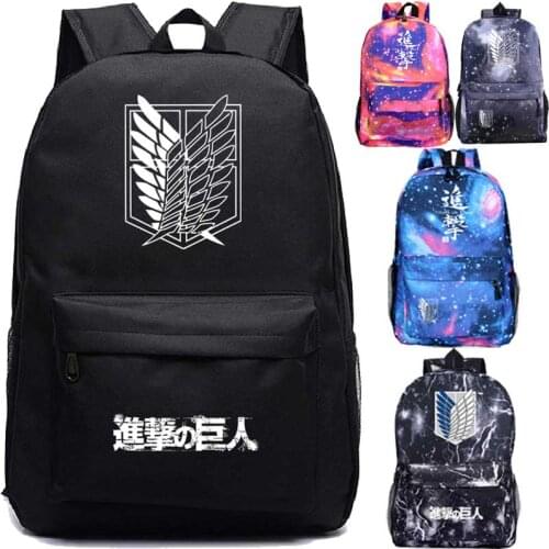 2021 Hot Anime Cartoon Attack On Titan Backpack Students Boys Girls Fashion Teenagers Daily Travel New Pattern School Bag