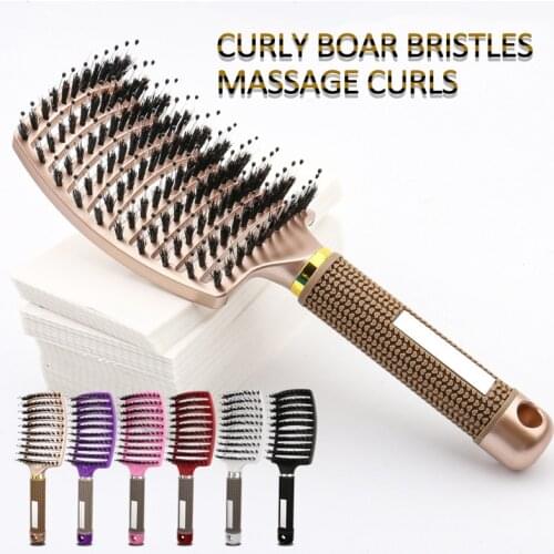 Bristle&nylon Hair Brush Girls Hair Scalp Massage Comb Women Wet Curly Detangle Hair Brush for Salon Hairdressing Styling Tool