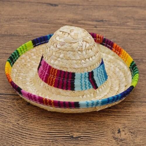 Creative Mini Pet Dogs Straw Hat Sombrero Cat Sun Hat Beach Party Straw Hats Dogs Kawaii Hat for Dogs Accessories