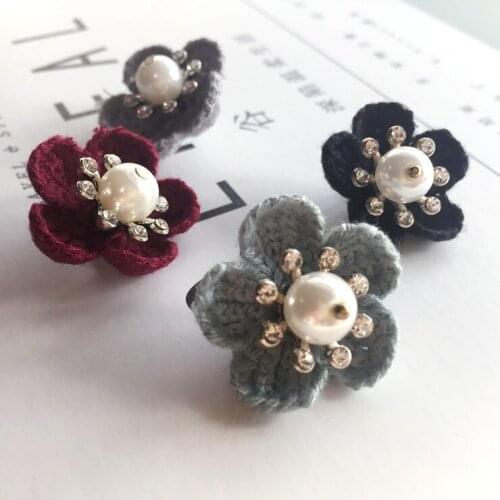 Knitting flower peal rhinestone patch apliques de roupa crystal rhinestone applique sew on patches for clothing para vestuario