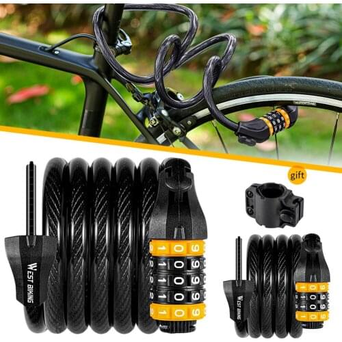 2021 Mountain Bike Bicycle Lock Electric Password Fixed Anti-Theft Steel Chain Lock Bicycle Accessories Candado Bicicleta