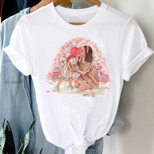 T-shirts Lady Print Female Tee T-Shirt Women Flower 90s Floral Daughter Cartoon Mom Mother Mama Clothes Graphic Tshirt Top