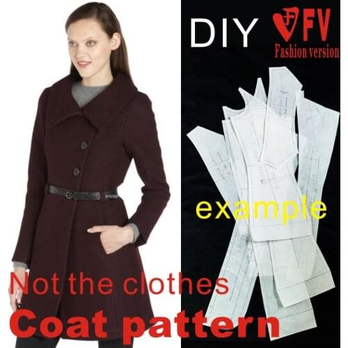 Womens fashion trend lapel coat coat garment pattern 1:1 sewing drawing BFY-86