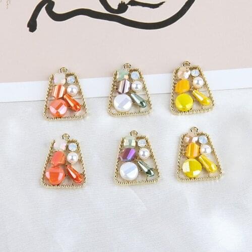 4pcs 2019 New Womens Earrings Crystal Pearl Pendant Hollow Geometric Pendant Vintage female Drop Earrings Diy Handmade Jewelry