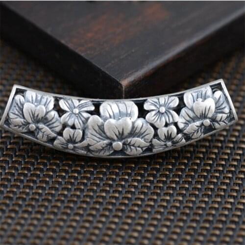 BESTLYBUY S990 Sterling Silver Jewelry Hollow Peony Flower Pendant Antique Retro Style Female Pendant