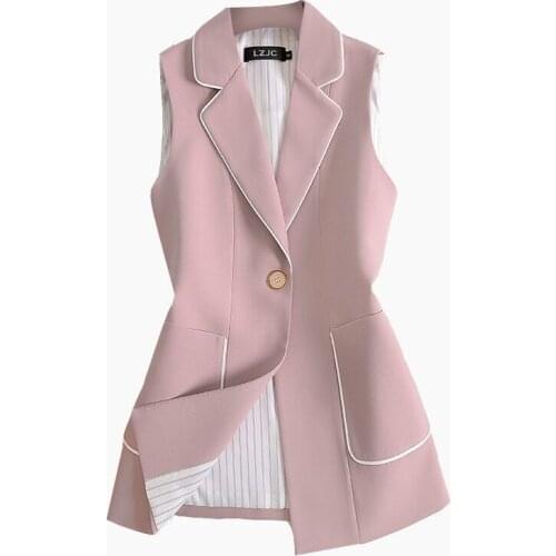 Women 2021 Spring Autumn Suit Vest New Jacket Large Size 4XL Female Slim Coat Professional Suit Waistcoat Cardigan Tops Lady 562