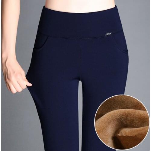 Plus Size 5XL 6XL Winter Warm Thick Gold Velvet Pants Slim High Waist Stretch Fleece Pencil Pants Female Blue Boots Leggings