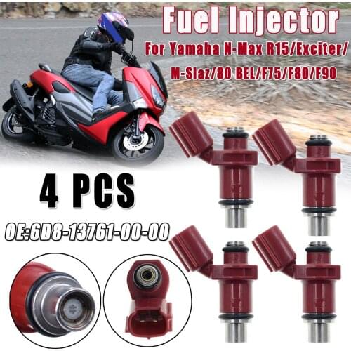1 / 4pcs high flow fuel injector for Yamaha N-Max R15/Exciter/M-Slaz/80 BEL/F75/F80/F90 OE:6D8-13761-00-00
