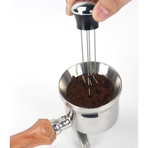 1PC Kitchen Tools Solid Wood Handle Coffee Needle Distributor Coffee Tamper Leveler Tool Coffee Powder Dispenser For Home Office