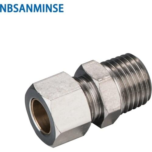 10pcs/lot KC 1/8 1/4 3/8 1/2 Connector Pneumatic Compression Brass Fitting R Thread Pneumatic Parts Tube Air Fitting Sanmin