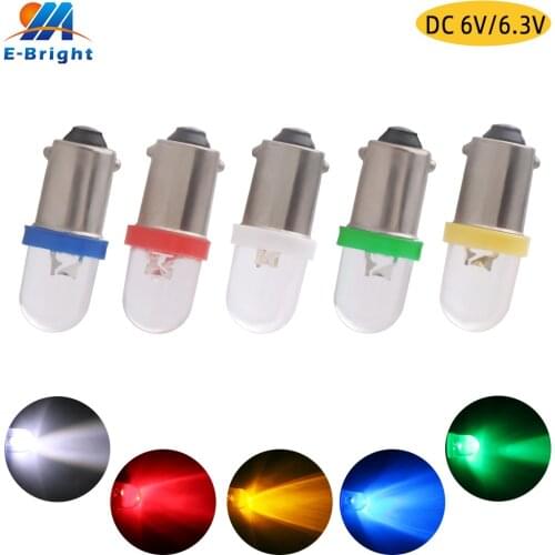 100pcs 6V 6.3V DC T11 T4W BA9S H6W 3886X 1895 64111 R Transparent LENS Pinball Light Bulb Styling White Blue Red Amber Green RGB